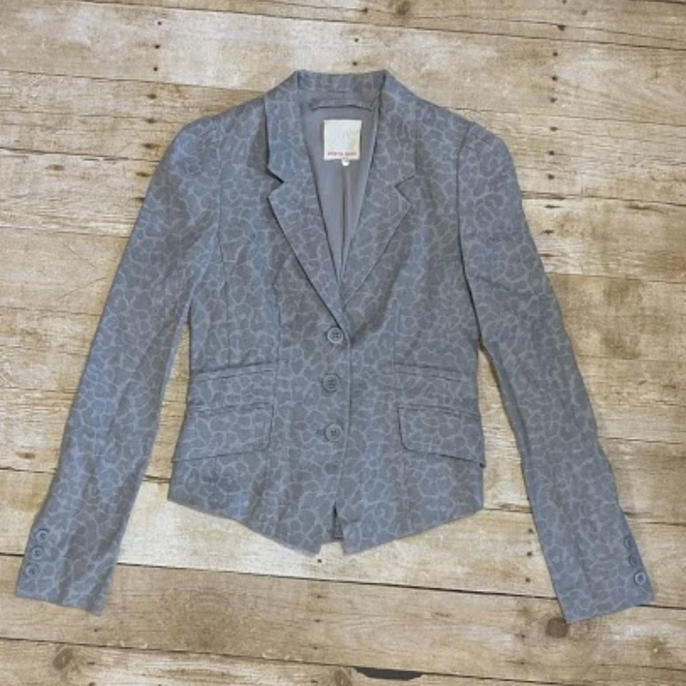 Rebecca Taylor Linen Animal Print Blazer